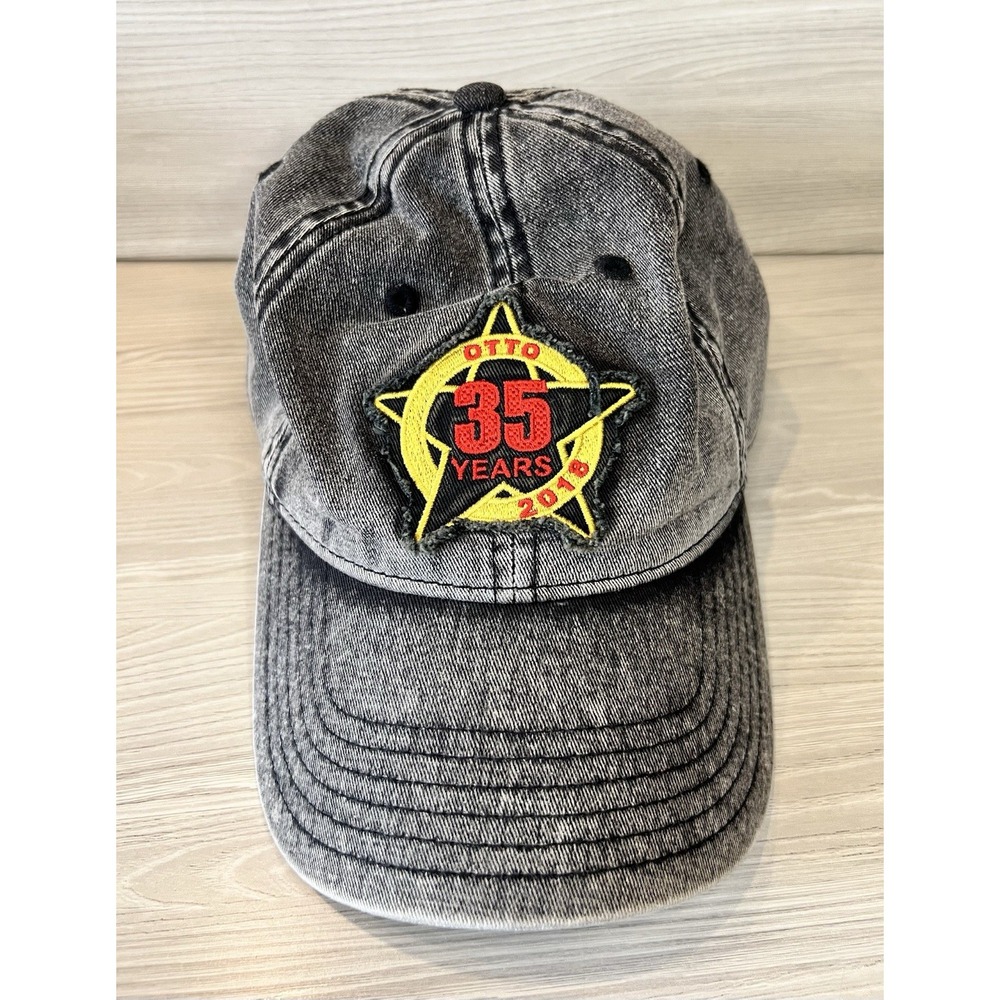 OTTO Cap 35 Years Anniversary 2018 Hat Gray Acid Wash Denim Distressed Star